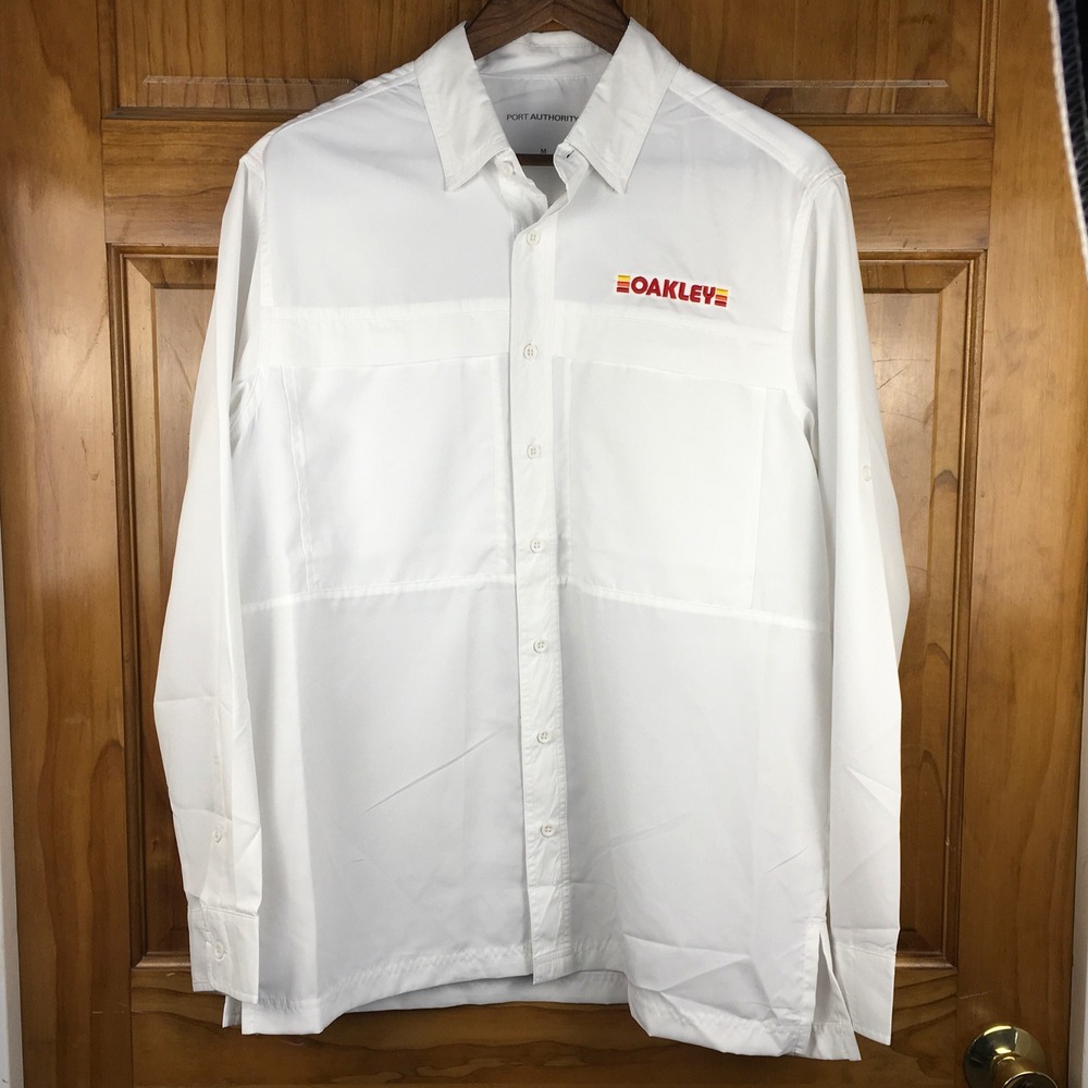Oakley Tech Fishing Shirt Mens M White Long Sleeve Gorpcore Port Authority